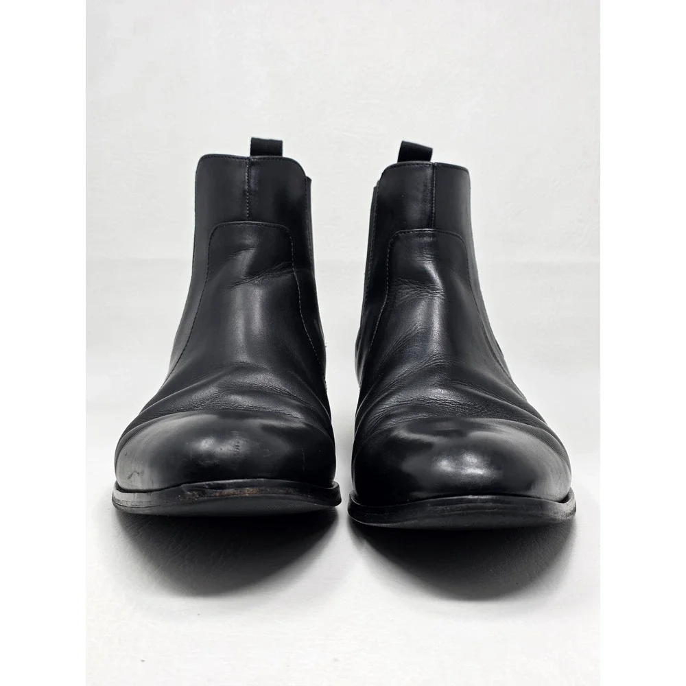 Hugo Boss Mens Black Leather Chelsea Boots 50388428 Size 9.5 Almond Toe Dress